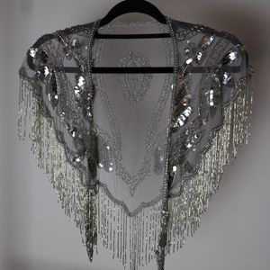 Vintage Over the Shoulder Sheer Sequin Cape